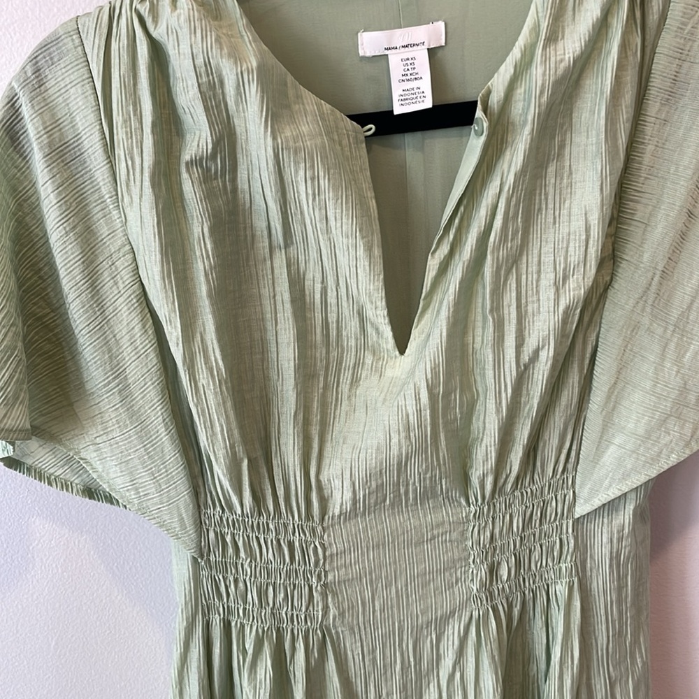 H&M Light Green Crinkled Dress Mama - Picture 4 of 8